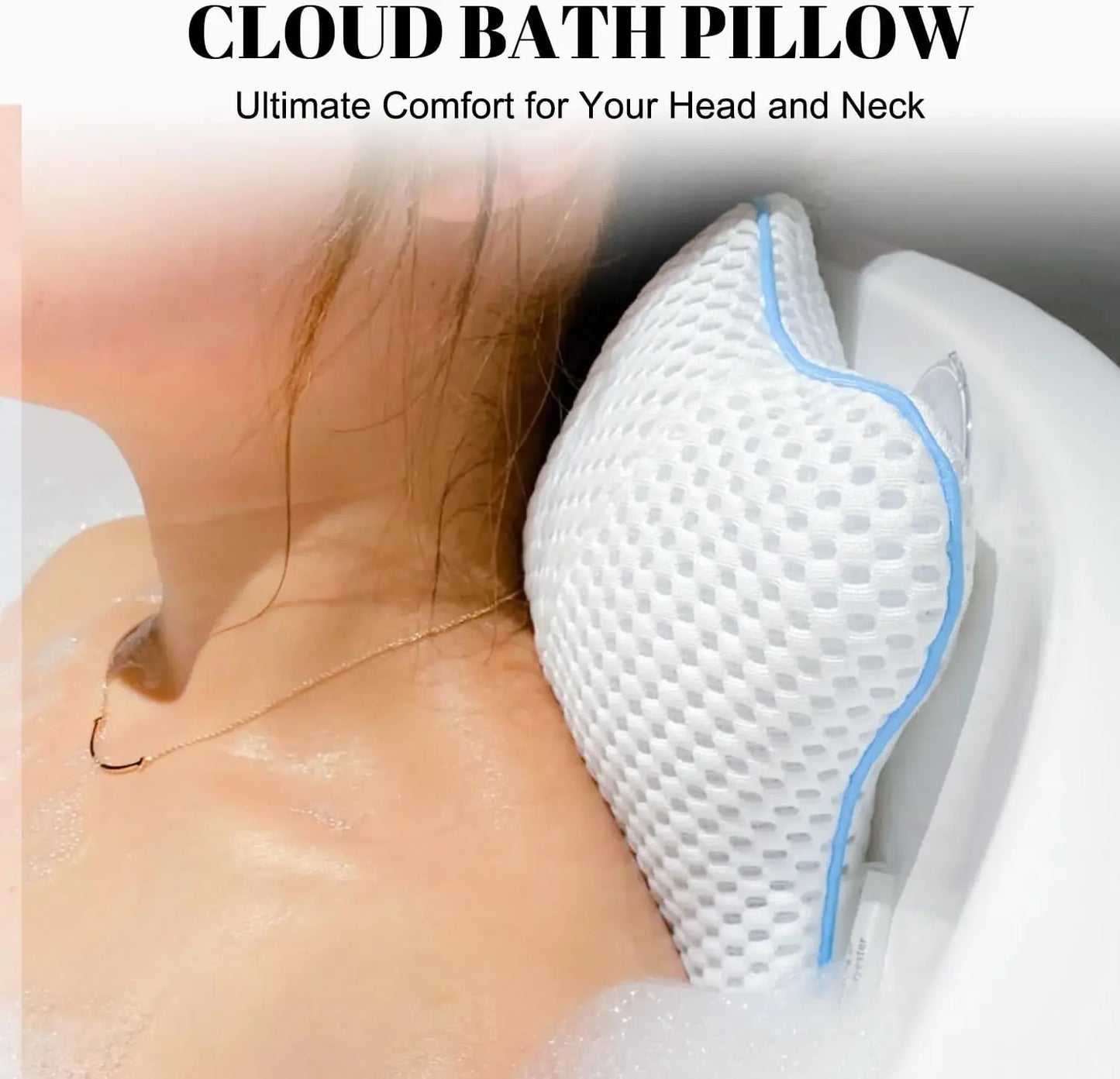 Luxury Spa Bathtub Pillow – Quick-Dry Air Mesh, 4 Suction Cups Bath Accessories Peaceful Pleasures Health and Wellness