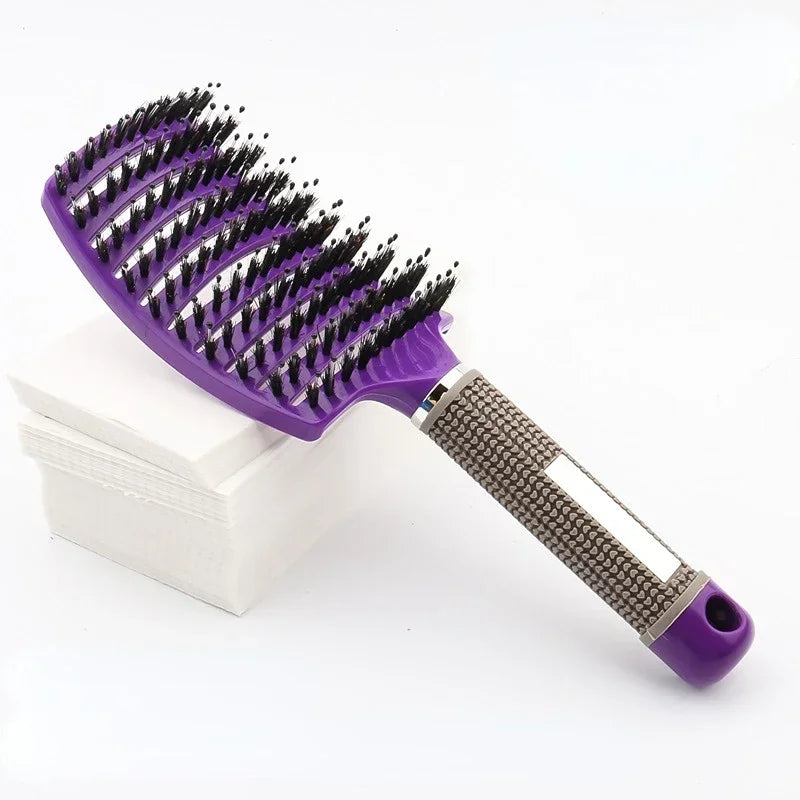 Hair Brush Scalp Massage Comb Hairbrush Bristle;Nylon Women Wet Curly Detangle Hair Brush for Salon Hairdressing Styling Tools Peaceful Pleasures Health and Wellness PURPLE