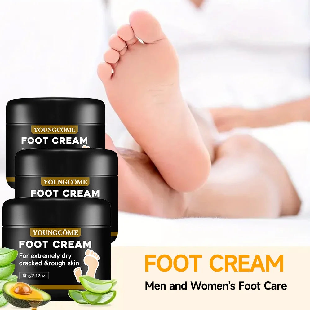 YOUNGCOME Foot Cream for Extremely Dry Cracked Heels & Rough Skin, Intensive Moisturizing Balm, Deep Hydration Softening Foot Ca Peaceful Pleasures Health and Wellness 60g 3pcs