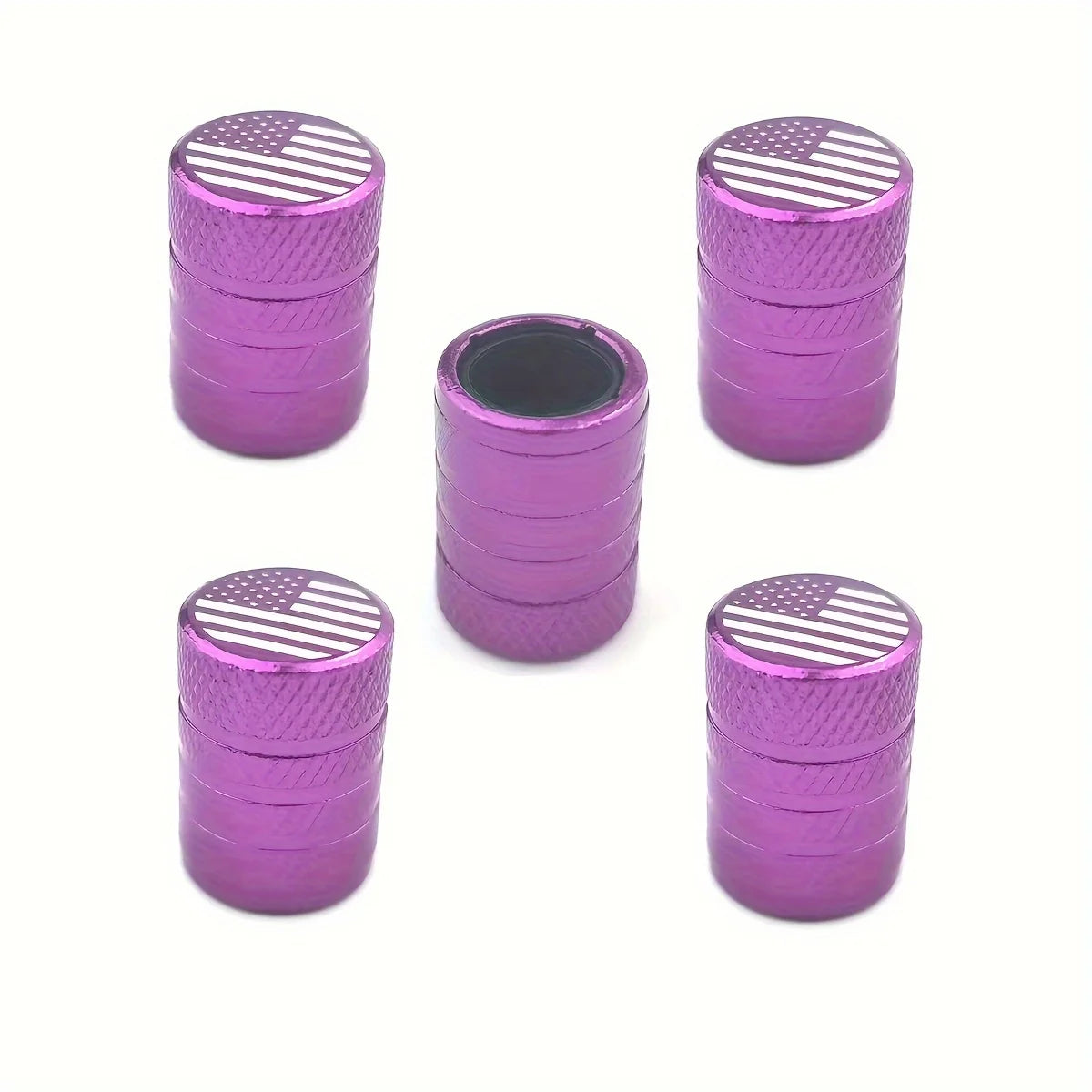 5-Pack American Flag Tire Valve Cap - Durable Metal Material, with Leak-Proof Plastic Lining, Corrosion-Resistant, Suitable for Cars, Trucks, Motorcycles and Bicycles Peaceful Pleasures Health and Wellness PURPLE