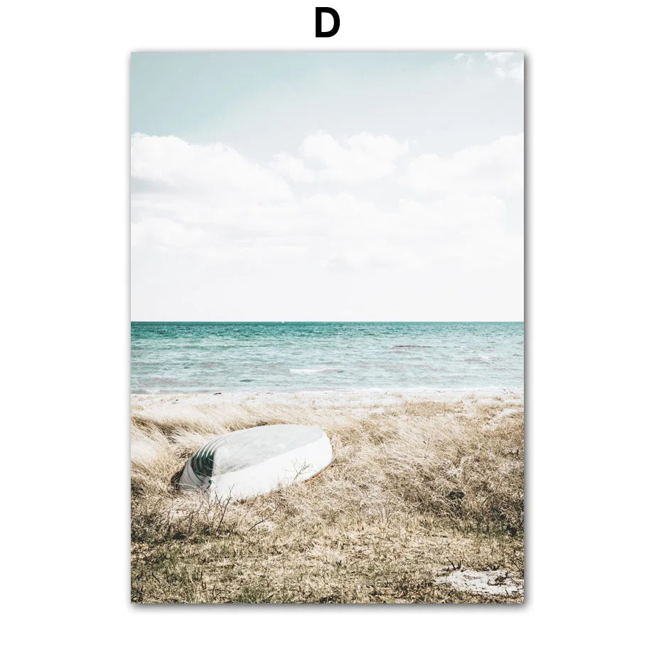 Canvas Painting Nordic Surf Posters And Prints Wall Art Pictures For Living Room Home Decor Beach Surfers Coconut Tree Car Peaceful Pleasures Health and Wellness T80504-04 20x30cm Unframed