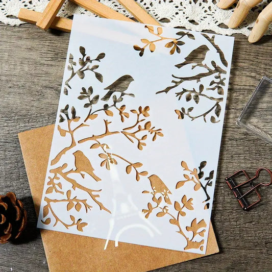 Reusable Single Bird Branch Stencil Template DIY Wall Art Painting Peaceful Pleasures Health and Wellness 1pcs