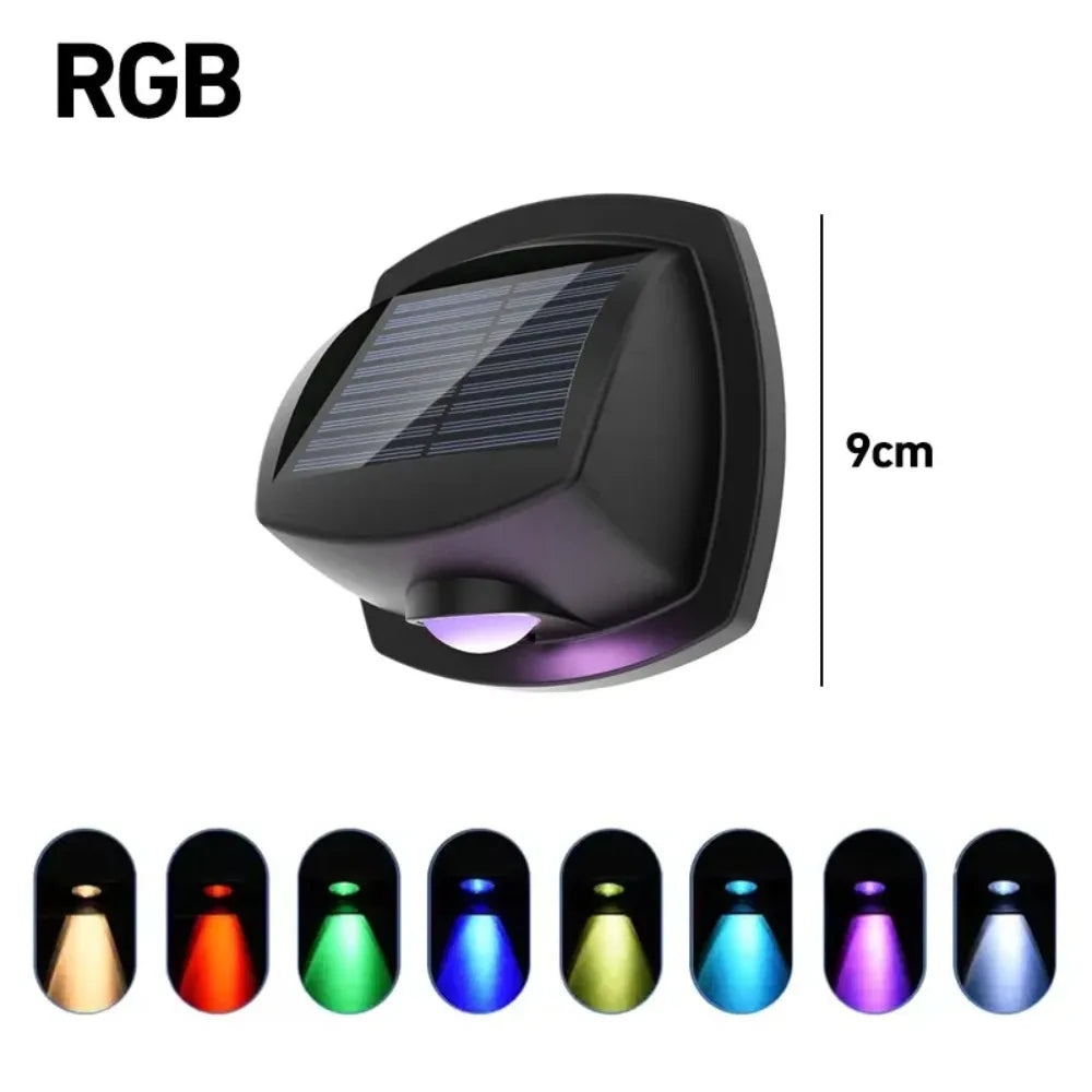 Solar RGB Fence Lights Outdoor Waterproof IP65 LED Wall Lamp