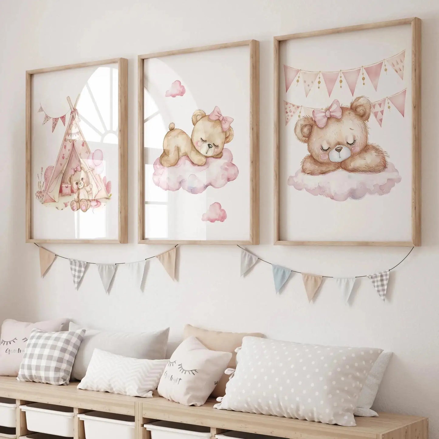 Pink Dream Bear Carousel Tent Swing Wall Art Prints Canvas Painting Poster Picture For Living Bedroom Kids Room Home Decor Peaceful Pleasures Health and Wellness