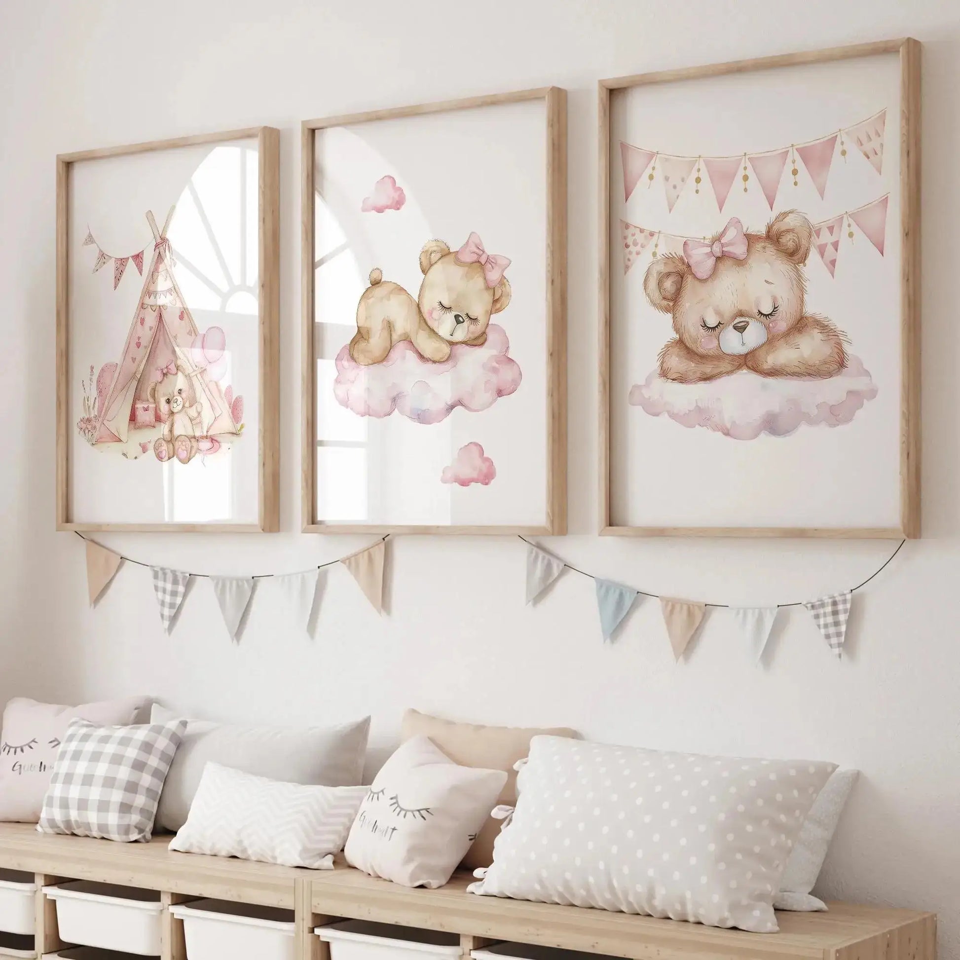 Pink Dream Bear Carousel Tent Swing Wall Art Prints Canvas Painting Poster Picture For Living Bedroom Kids Room Home Decor Peaceful Pleasures Health and Wellness