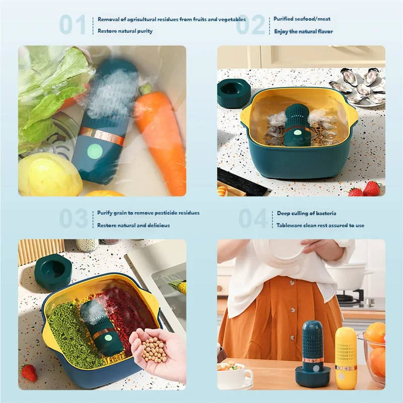 HOMEFISH Multifunctional 3000mAh Fruit And Vegetable Cleaning Machine - Portable Device for Cleaning Fruits And Veggies Peaceful Pleasures Health and Wellness