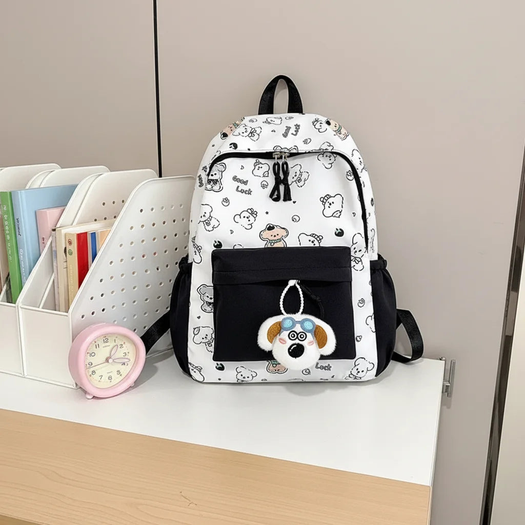 School Style Cartoon Backpack For Teen Girls Durable Waterproof School Bag With Laptop Compartment Peaceful Pleasures Health and Wellness