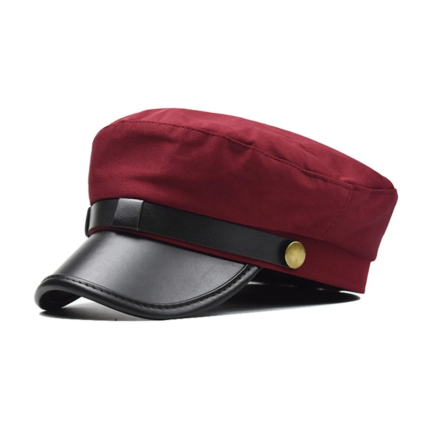 Unisex Cycling Caps PU Leather Hat Autumn Sailor Hat for Women Men Men Black Female Travel Student Hat Captain Hat Flat Top Peaceful Pleasures Health and Wellness Wine