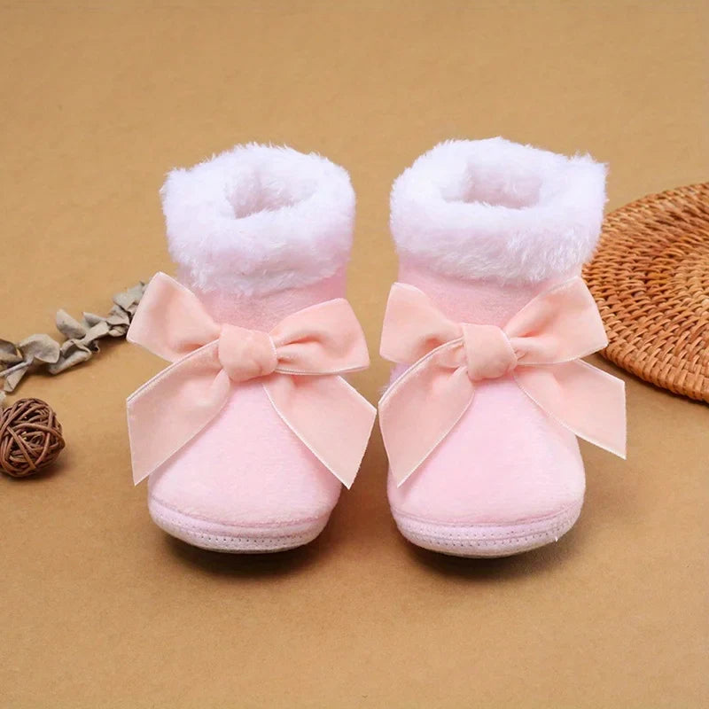 Baby Girls Winter Snow Boots – Warm Plush Anti-Slip 0–18M