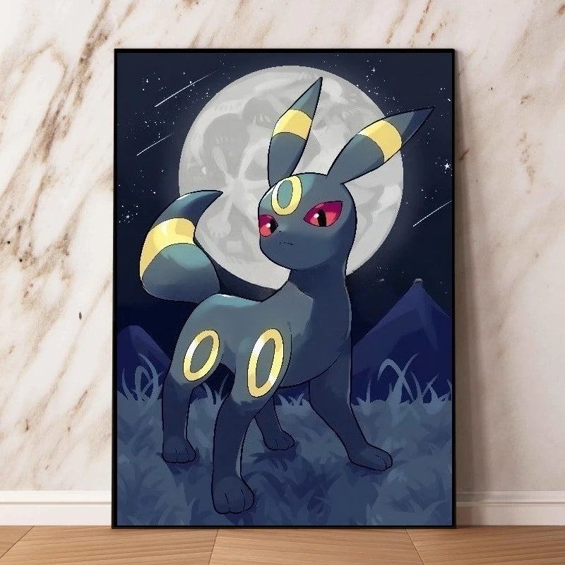 Classic Pokemon HD Canvas Painting Anime Figures Umbreon Poster Print Watercolor Wall Art Picture Modern Home Decor Kids Gifts Peaceful Pleasures Health and Wellness 14-1PC 55x75cm