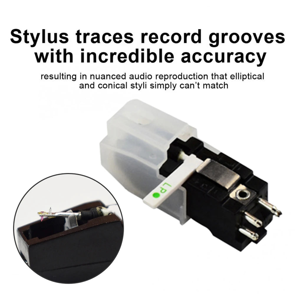 Black Turntable Cartridge Sapphire Dual Needles Stereo Pickup Head Wear-Resistant Replacement for LP 78 RPM Records Accessories Peaceful Pleasures Health and Wellness