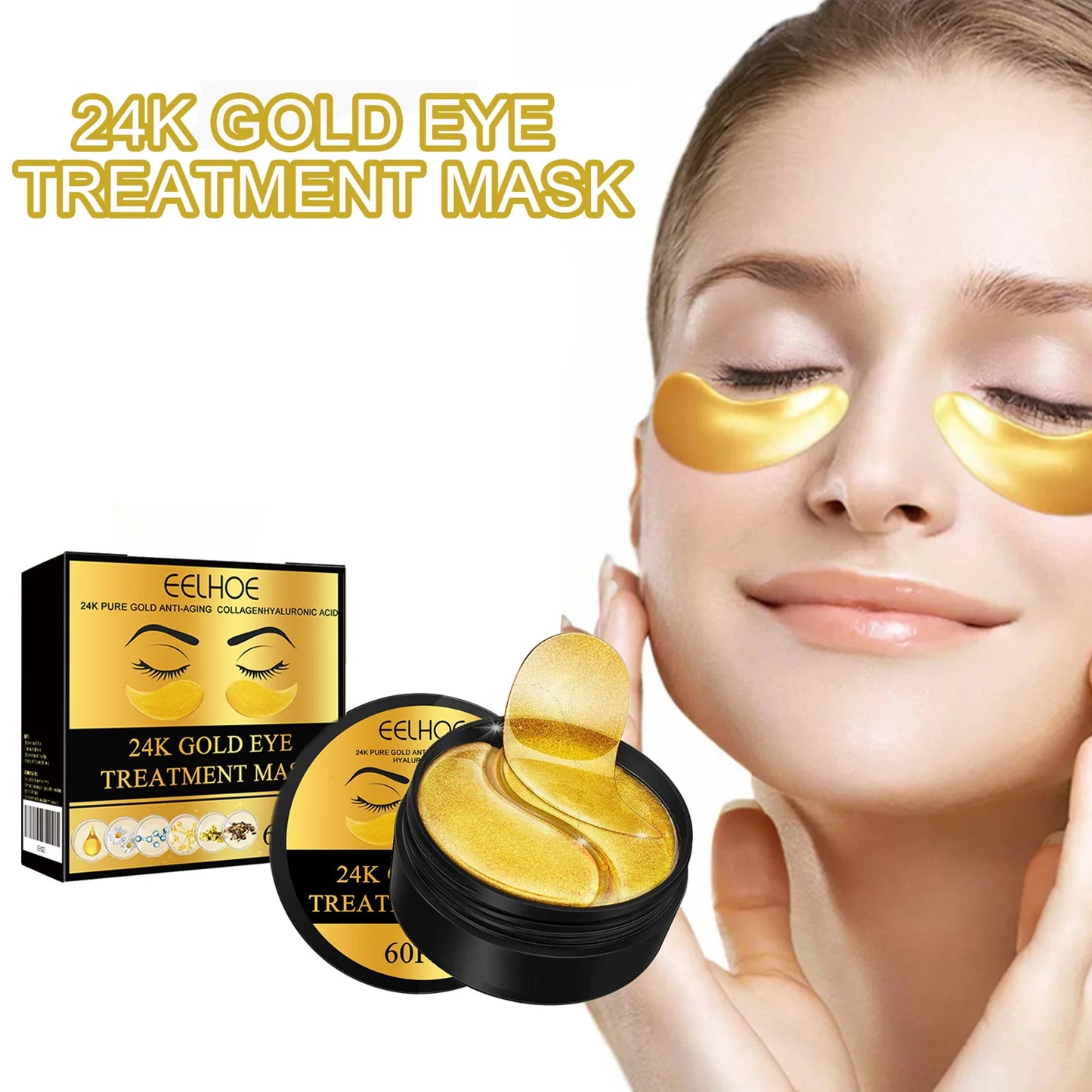 24K Gold Under Eye Mask – Dark Circles & Anti-Aging Patches