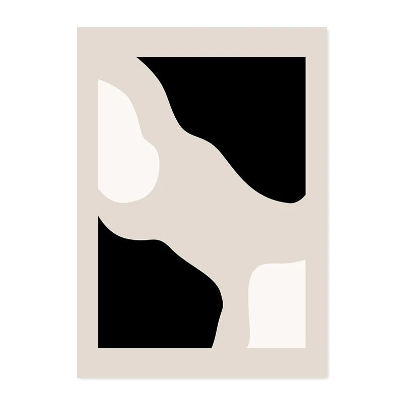 1pc frameless Canvas painting Abstract Geometric Beige Black Boho Minimalist Poster Canvas Painting Print Wall Art Pictures L Peaceful Pleasures Health and Wellness E 40x60cm Unframed