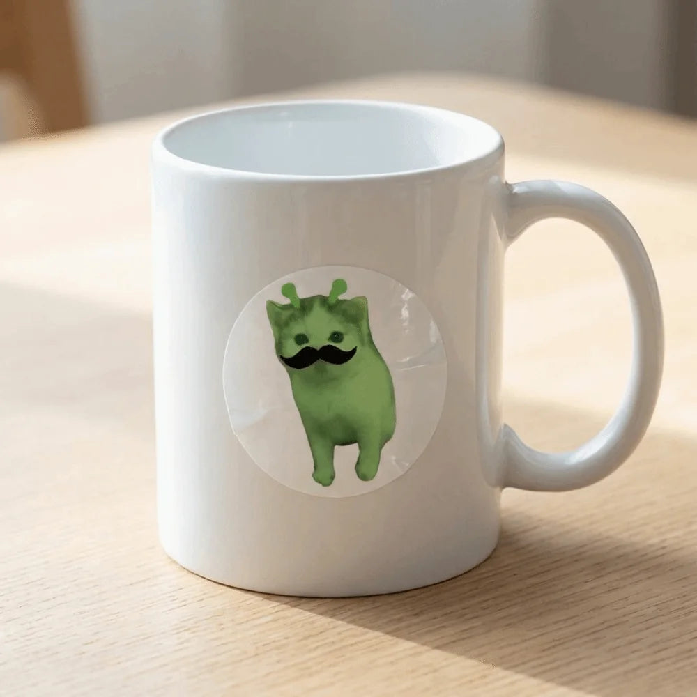 500Pcs Alien Cat Stickers Funny Design Quirky Style Funny Stickers Extraterrestrial Theme Waterproof Peaceful Pleasures Health and Wellness