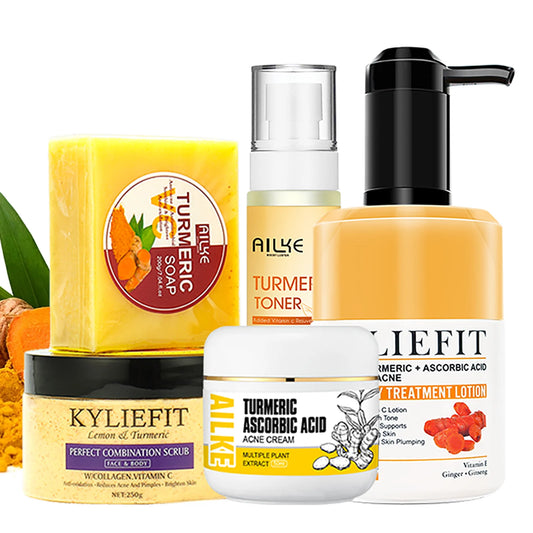 AILKE Organic Turmeric 5-in-1 Skin Care Set | Brighten & Clarify Turmeric Skincare Set Peaceful Pleasures Health and Wellness
