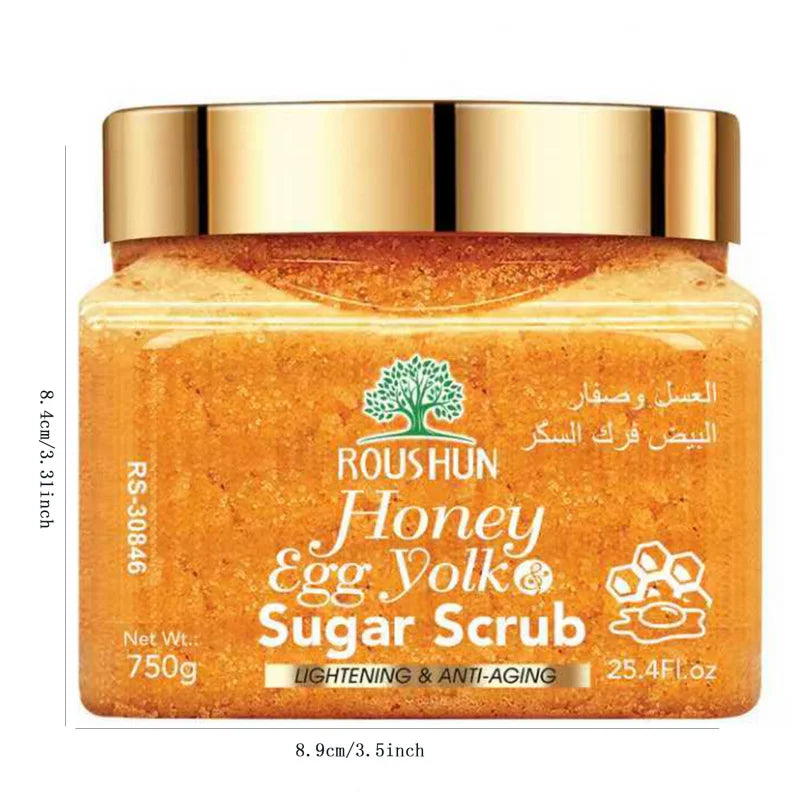ROUSHUN Honey Egg Yolk Sugar Scrub Large Capacity Family Pack Body Scrub Gentle Deep Cleansing Skin Peaceful Pleasures Health and Wellness