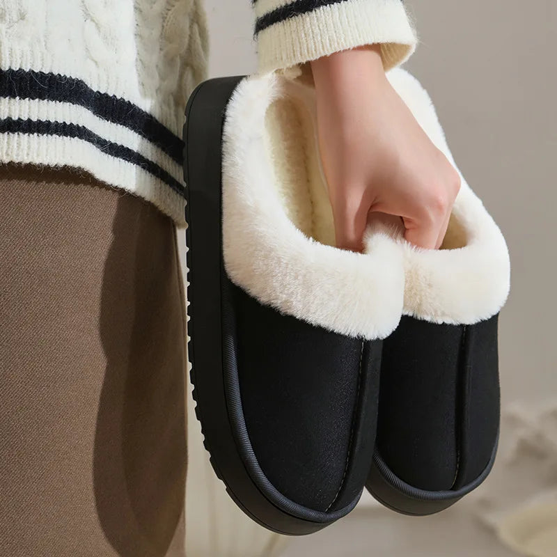 Winter Fluffy Couple Slippers – Non-Slip Indoor Slides Men & Women