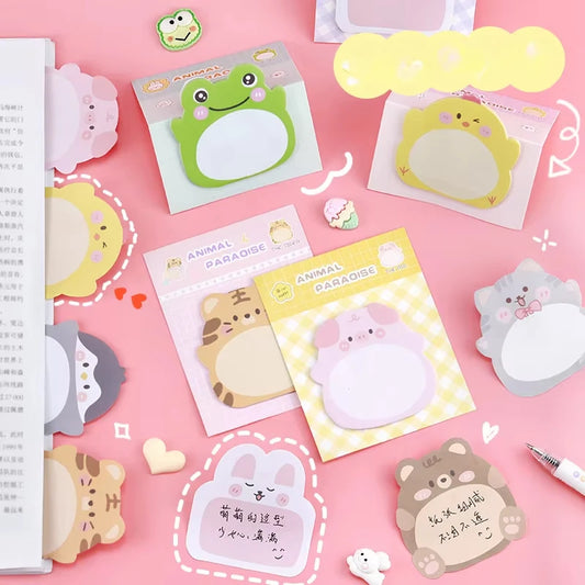 New 8 Packs Cartoon Small Animal Special-shaped Sticky Notes Office Simple Shape Creative Sticky Notes Cute Colorful Note Paper Peaceful Pleasures Health and Wellness