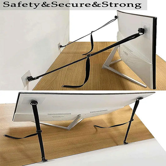 No Drill Adhesive Furniture Anchors 2PCS Adjustable TV Safety Straps for Baby Proofing Anti Tip Earthquake Pet Protection Peaceful Pleasures Health and Wellness