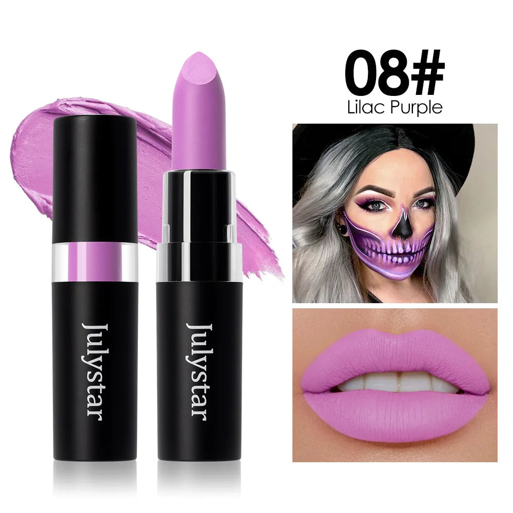 12-Color Waterproof Matte Lipstick – Bold Halloween Lip Color