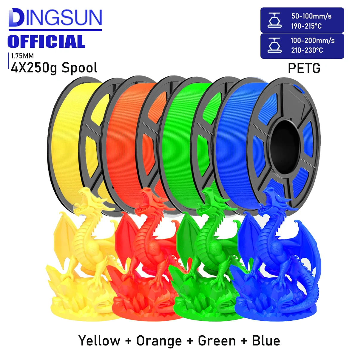 DINGSUN 3D PETG Filament 1.75mm ±0.02mm | FDM Printer Spool