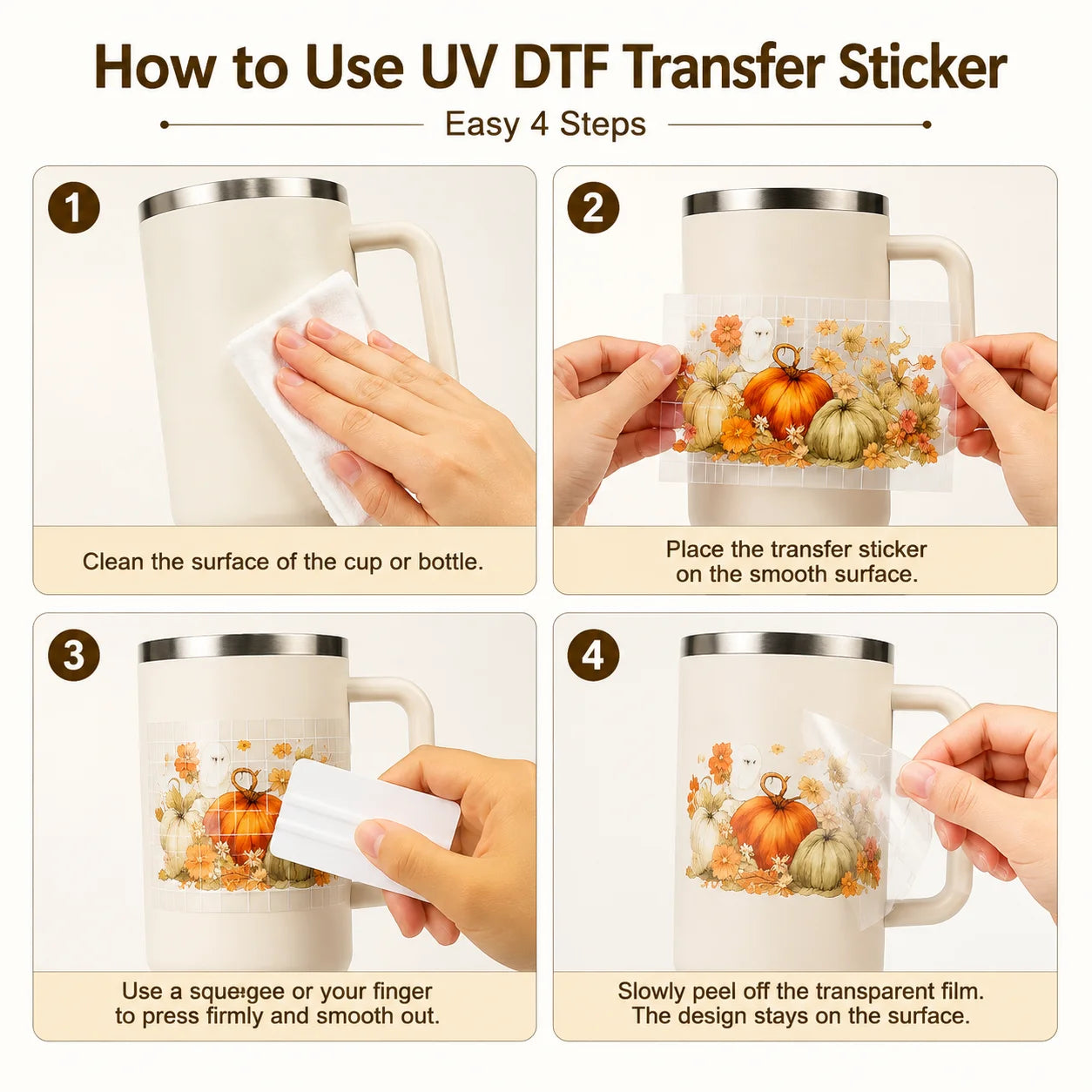 Fall Pumpkin Ghost UV DTF Transfer Sticker – Autumn DIY Decal