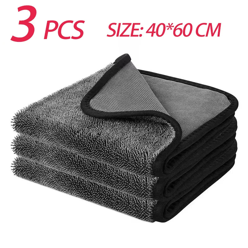 40*60/40cm Car Wash Towel 600GSM Microfiber Double-Sided Ultra Absorbent Car Wash Cloth Cleaning Drying Towel Washing Accessorie Peaceful Pleasures Health and Wellness 40x60x3pcs