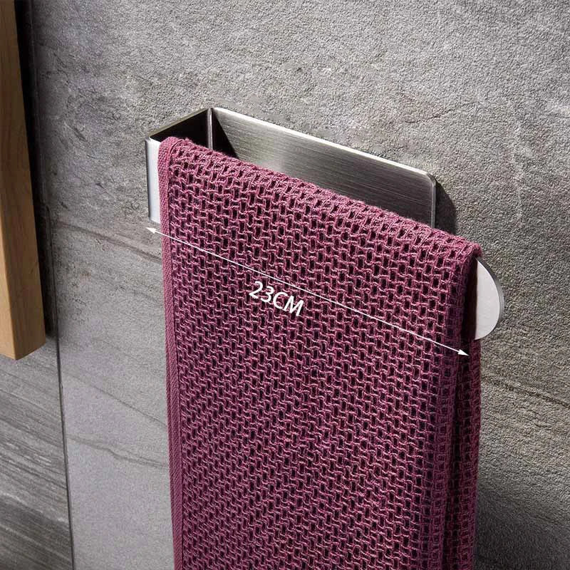 Self-Adhesive No-Drill Towel Rack | Brushed Stainless Steel Bar