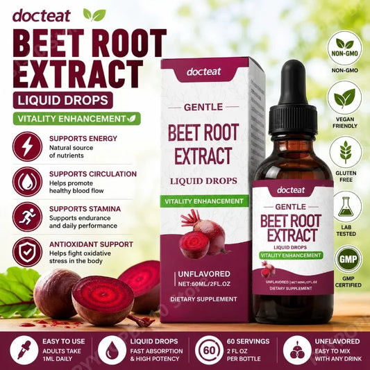 Docteat Beetroot Extract Liquid Drops Unflavored 60ml Herbal Liquid Drops Peaceful Pleasures Health and Wellness