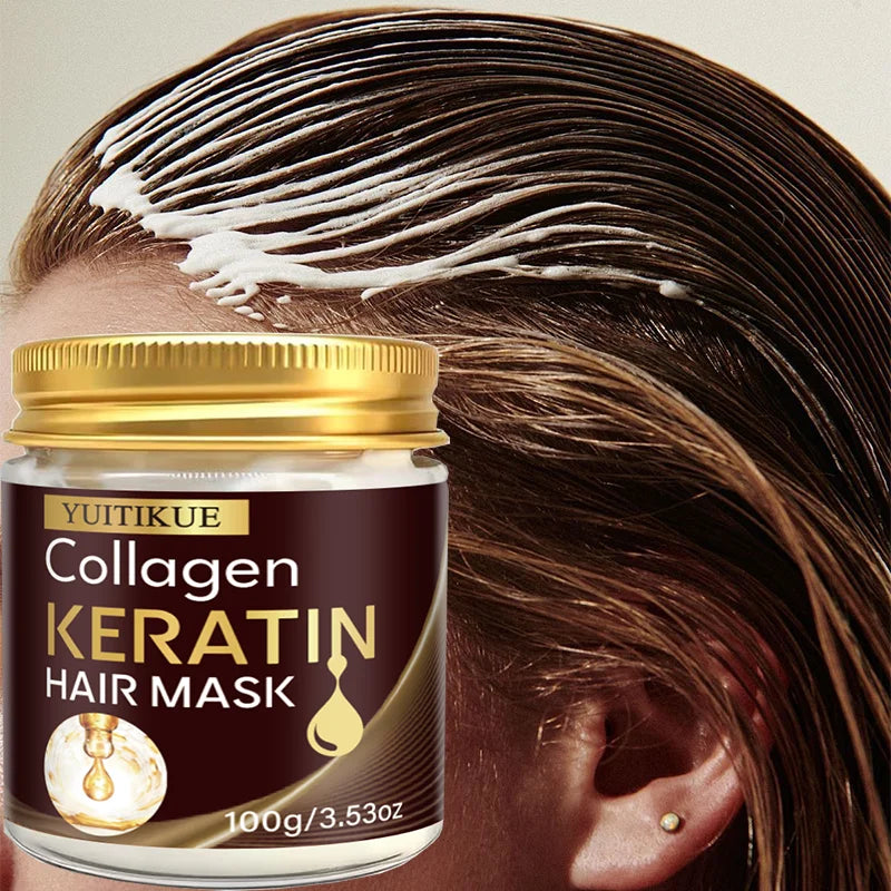 YUITIKUE Collagen Keratin Hair Mask 100g Deep Repair Treatment for Dry Damaged Hair & Split Ends Peaceful Pleasures Health and Wellness