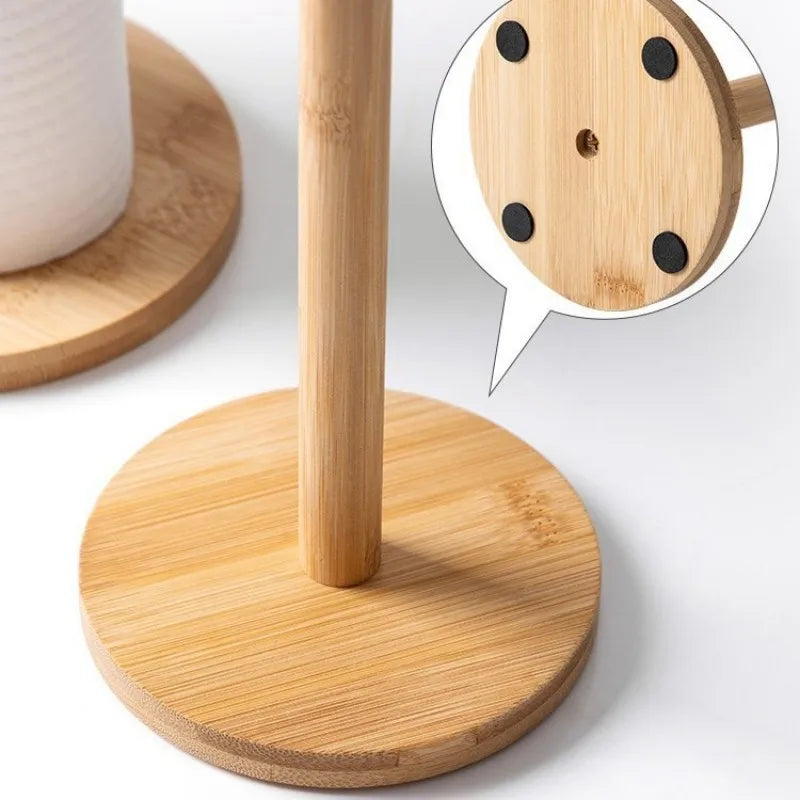 Bamboo Vertical Paper Towel Holder – Freestanding Tissue Rack