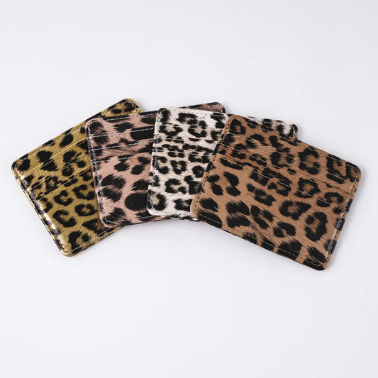 Leopard Print PU Leather Slim Card Wallet – Unisex Card Holder Slim Card Wallet Peaceful Pleasures Health and Wellness