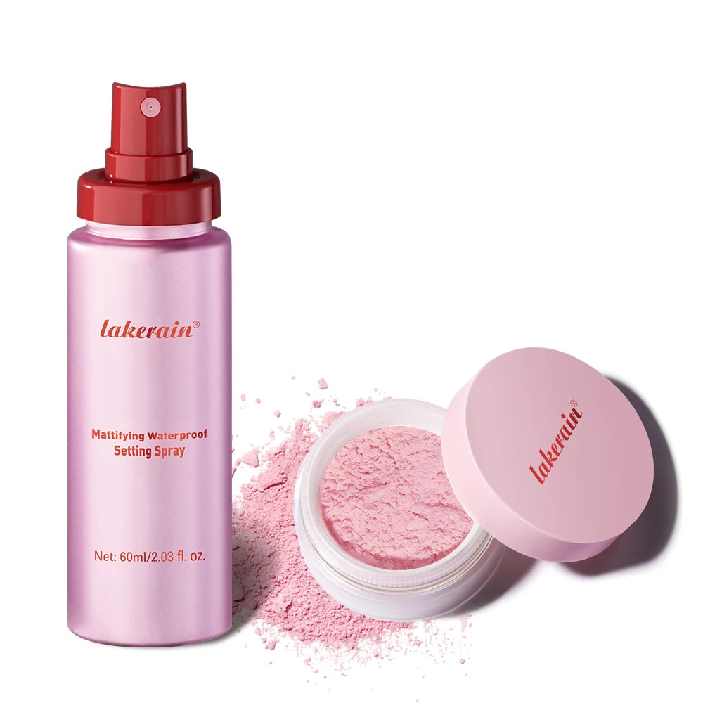 Oil Control Setting Powder Spray Set Matte Base Makeup Control Oil Waterproof Make-up Fixer Spray Hide Pores Setting Powder Peaceful Pleasures Health and Wellness set 1