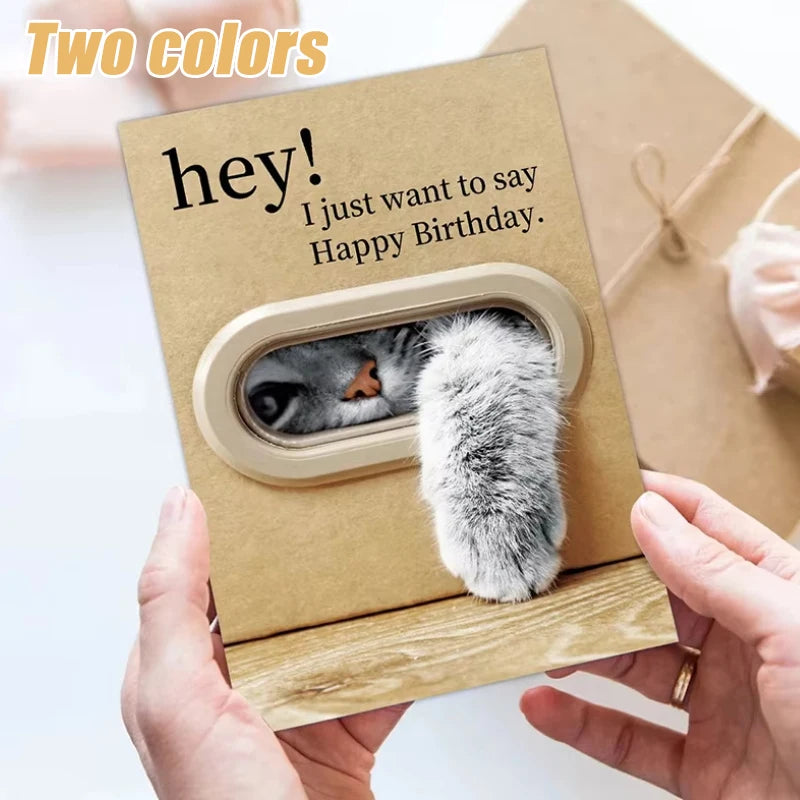 Cute Cat Paw Birthday Card with Envelope & Sticker | 1–40 Sets