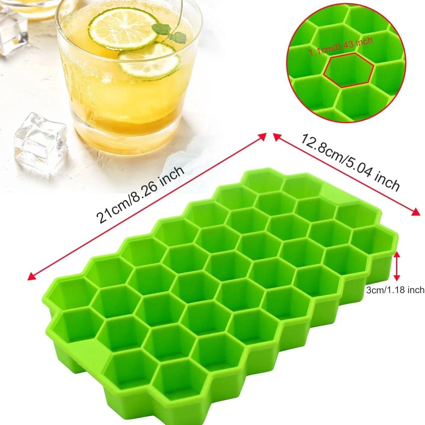 Silicone Honeycomb Ice Cube Tray – 37 Hexagonal Molds