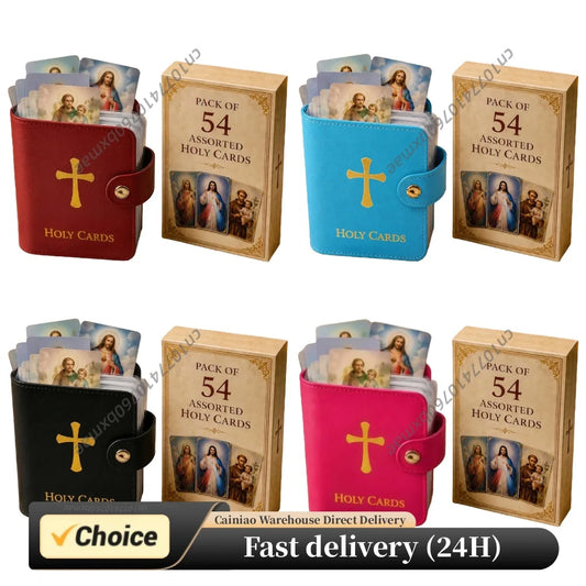 Versatile Prayer Cards Holders with Snap Closure Mini Saints Cards Wallet Multi Purpose for Religious Confirmation Baptism Gift Peaceful Pleasures Health and Wellness