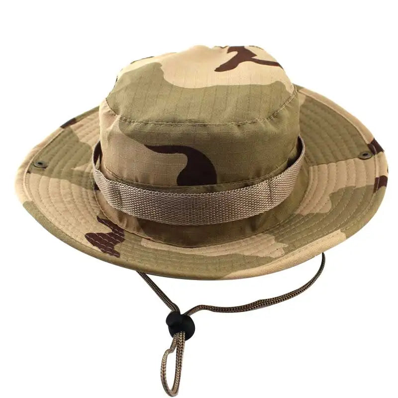 Newest Camouflage Outdoor Fishing Caps Mountaineering Round Boonie Hats Summer Military Camping fisherman Men Sun Protection Hat Peaceful Pleasures Health and Wellness F