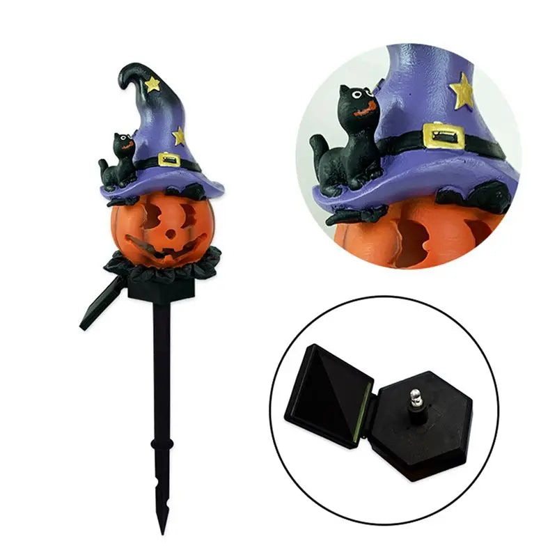 A36T-2X Solar Pumpkin Lantern Halloween Outdoor Light Atmosphere Light Waterproof Resin Light Suitable For Courtyard Garden Peaceful Pleasures Health and Wellness