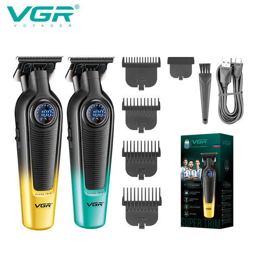 VGR NEW Men's Electric Hair Clipper Gradient Metal Body Hair Trimmer LED Intelligent Digital Display Home Carving Pusher V-996 Peaceful Pleasures Health and Wellness