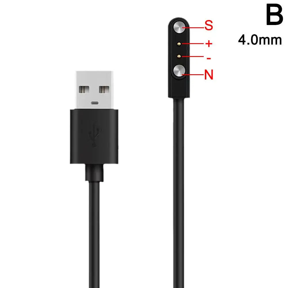 Universal Smartwatch Magnetic Charging Cable – 2-Pin USB Dock (2.84mm / 4mm / 7.62mm) Peaceful Pleasures Health and Wellness 4.0mm