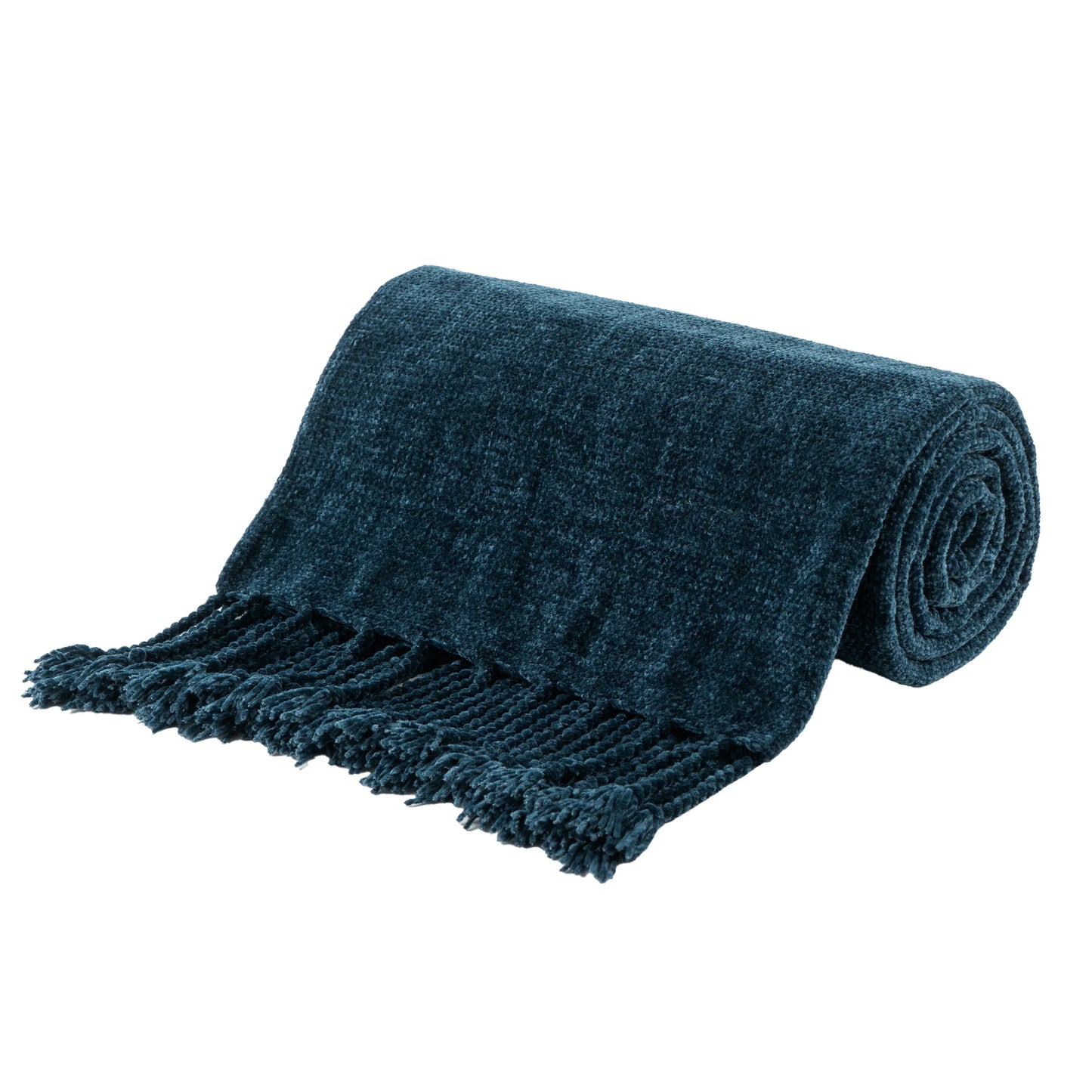 Battilo Chenille Throw Blanket with Fringe Tassels | Soft Knit