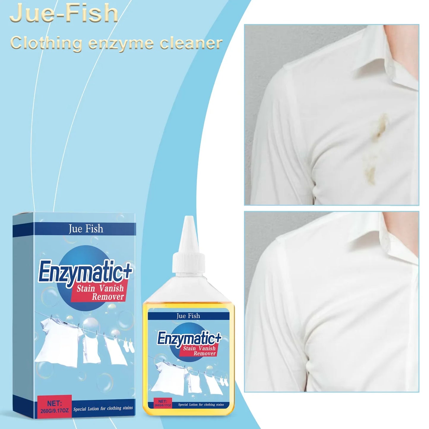 JUE FISH Enzyme Clothing Cleaner 260g | Stain & Sweat Remover