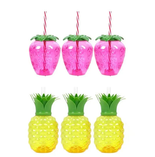 Plastic Pineapple Cup Birthday Decorations Wedding Straws Party Supplies Tropical Summer Beach Centerpiece Swimming Pool Event Peaceful Pleasures Health and Wellness mix cups 500ml