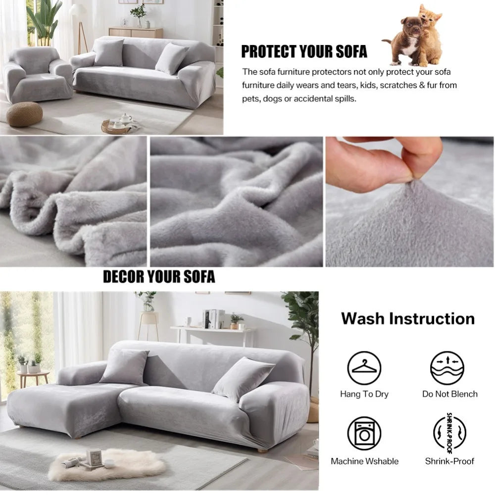 New Velvet Plush Stretch Sofa Slipcover Non Slip Soft Couch Loveseat Covers Furniture Protector with Elastic Bottom for Kids Pet Peaceful Pleasures Health and Wellness