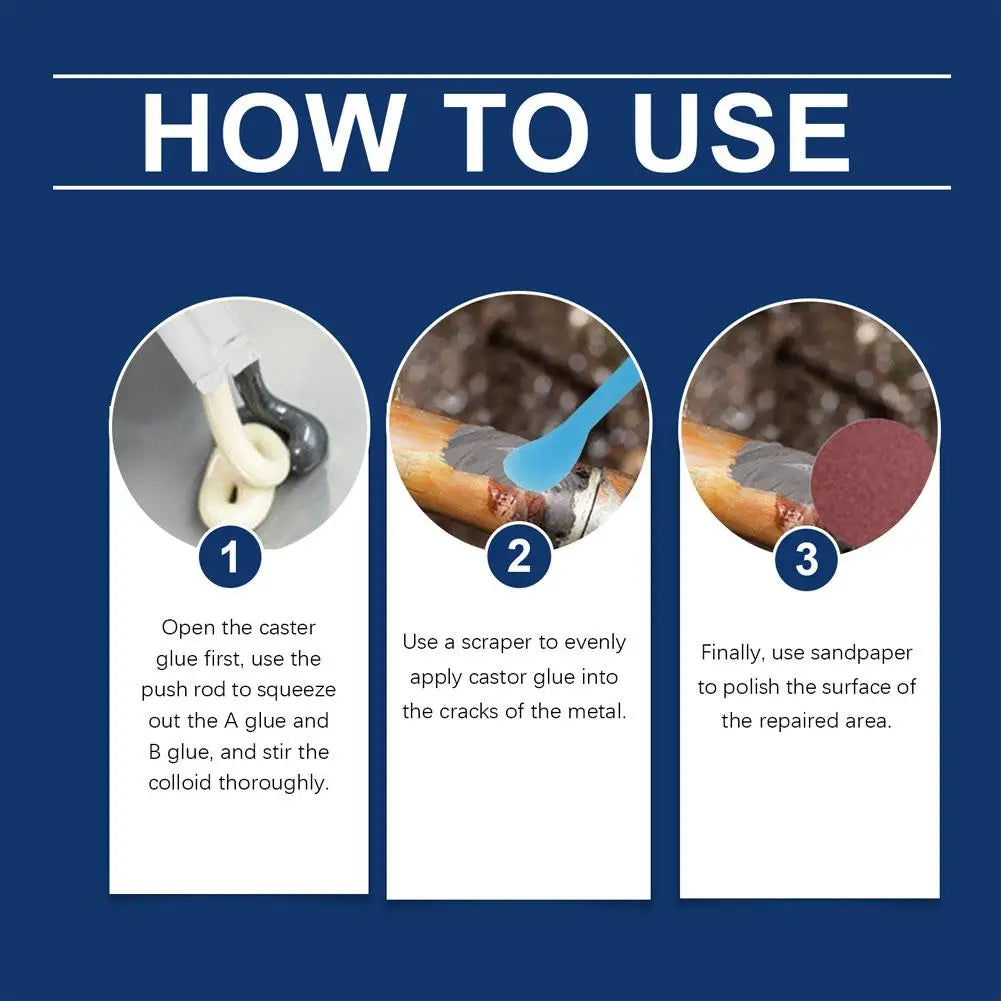 Metal Casting AB Repair Agent Waterproof Metal Sealant Strong Bond For Stainless Steel Copper Aluminum High Temp Resistant Peaceful Pleasures Health and Wellness