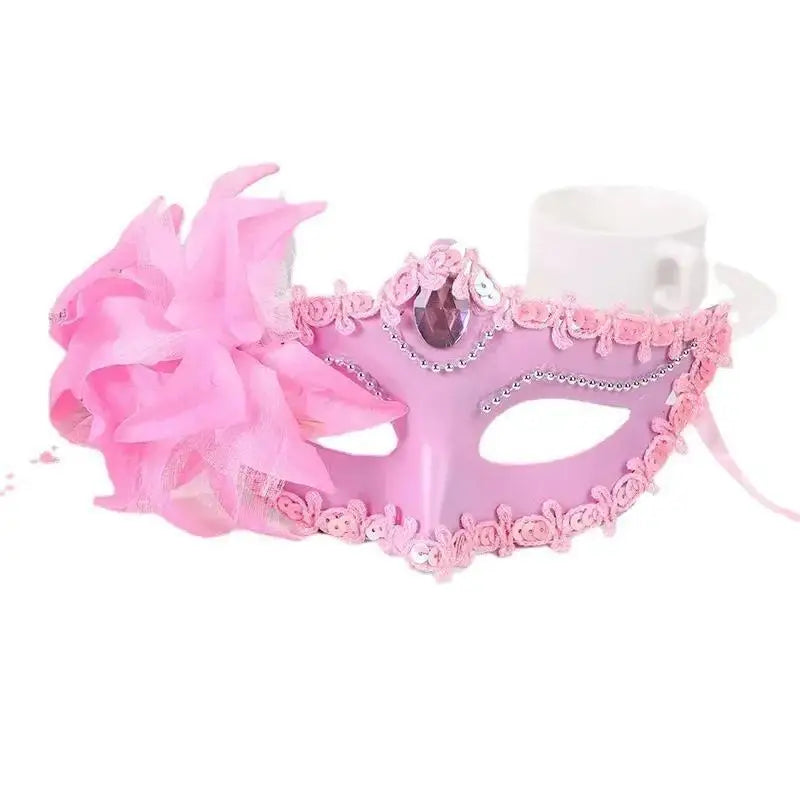Halloween Princess Half Face Mask Makeup Ball Lily Flower Party Sexy