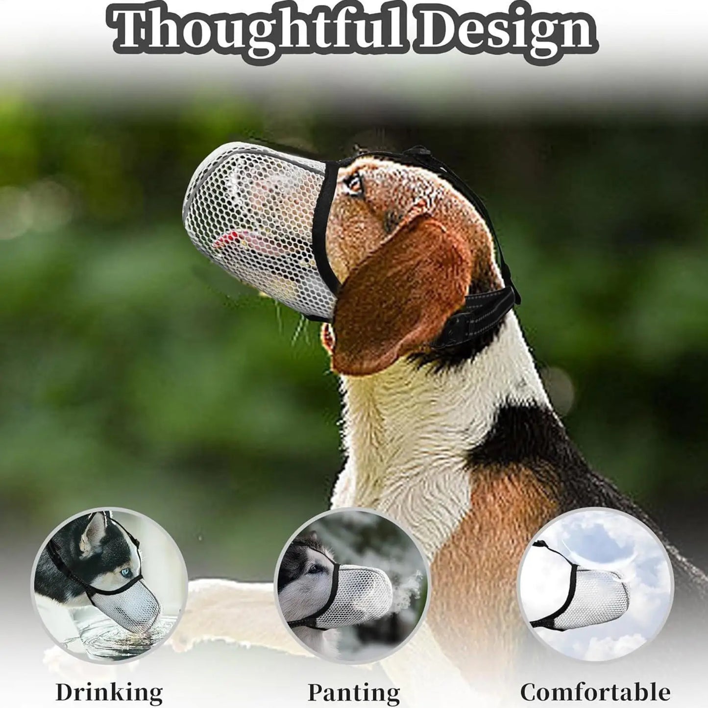 Breathable Mesh Dog Muzzle – Reflective, Adjustable S/M/L