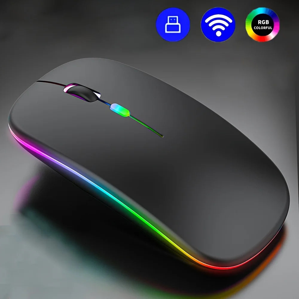 Wireless Mouse Bluetooth-Compatible Gaming Mouse (Dual Mode:BT+2.4Ghz) Ergonomic Rechargeable Mice for PC/Laptop/Macbook ﻿ Peaceful Pleasures Health and Wellness