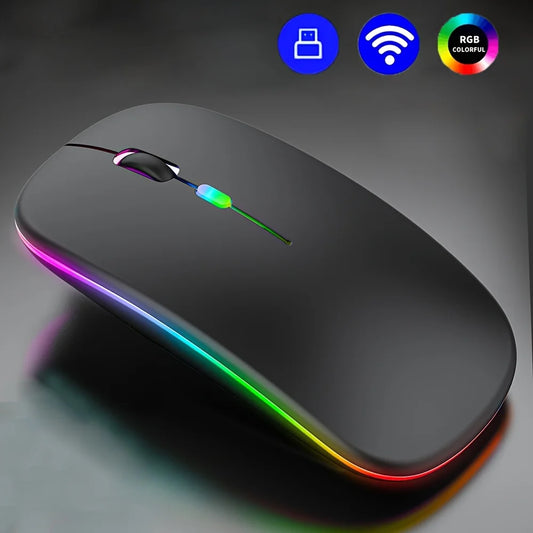 Wireless Mouse Bluetooth-Compatible Gaming Mouse (Dual Mode:BT+2.4Ghz) Ergonomic Rechargeable Mice for PC/Laptop/Macbook ﻿ Peaceful Pleasures Health and Wellness