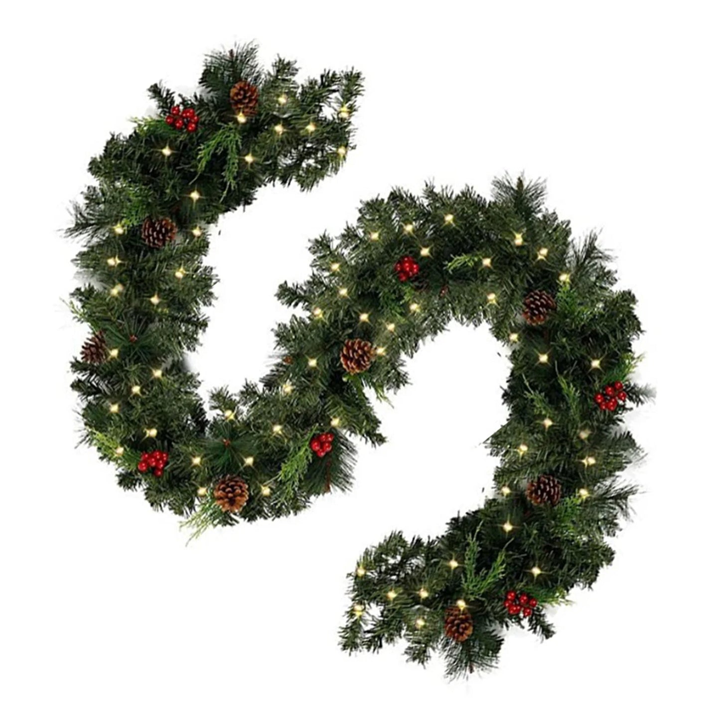 Christmas Red Berry Rattan Garland 180cm/270cm | Holiday Decor